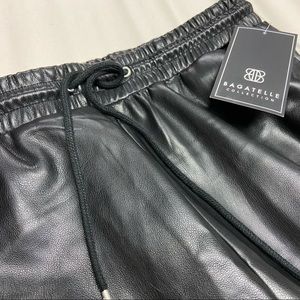 Bagatelle black super soft faux leather drawstring stretch-waist joggers, XL